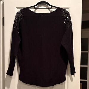 Milano sparkly cut out shoulder black sweater, like new, size M